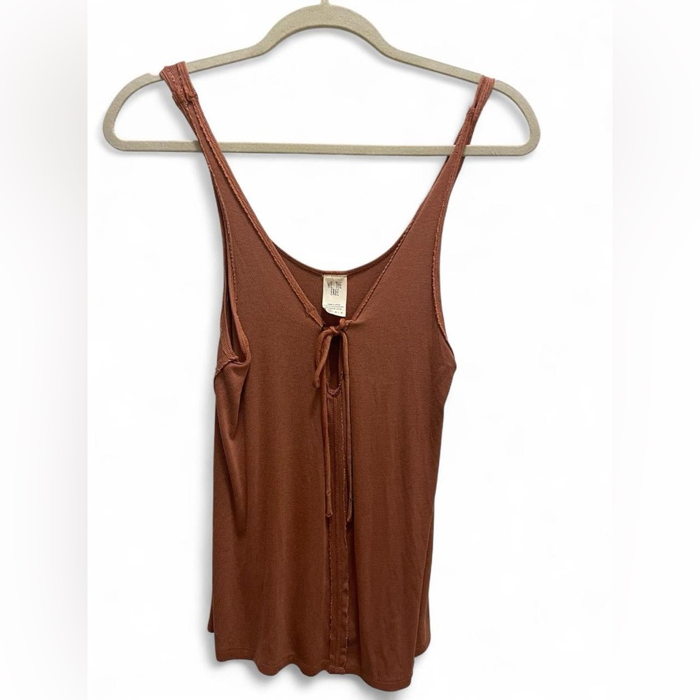 We The Free Scarlett Top- Rust Tie-Front V-Neck Tank Top Size XS